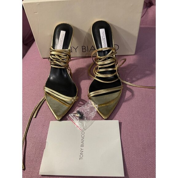 Tony Bianco Millie Sandals in Gold Foil 9 with Box Womens High Heels - Picture 7 of 15